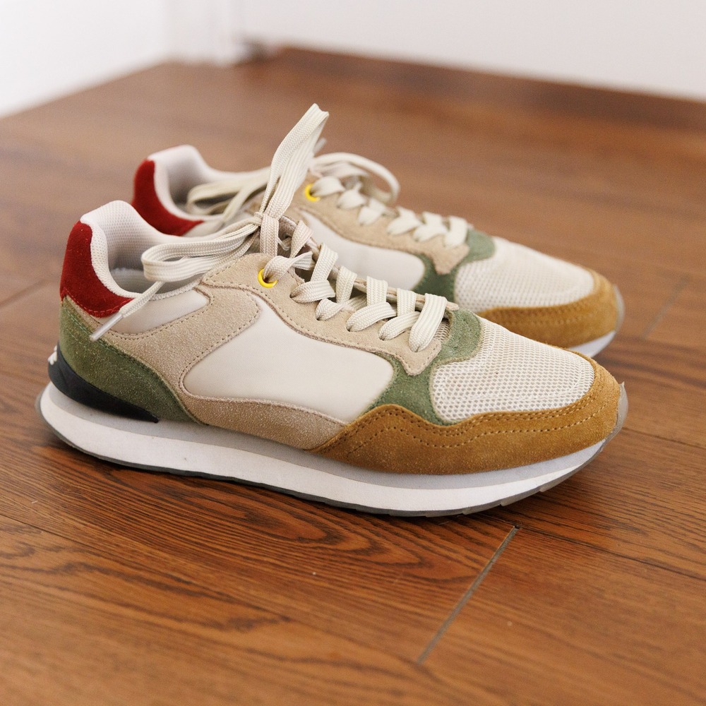 HOFF Memphis Sneakers Womens 7.5 Beige Green Mustard Colorblock Trainers - Picture 2 of 8